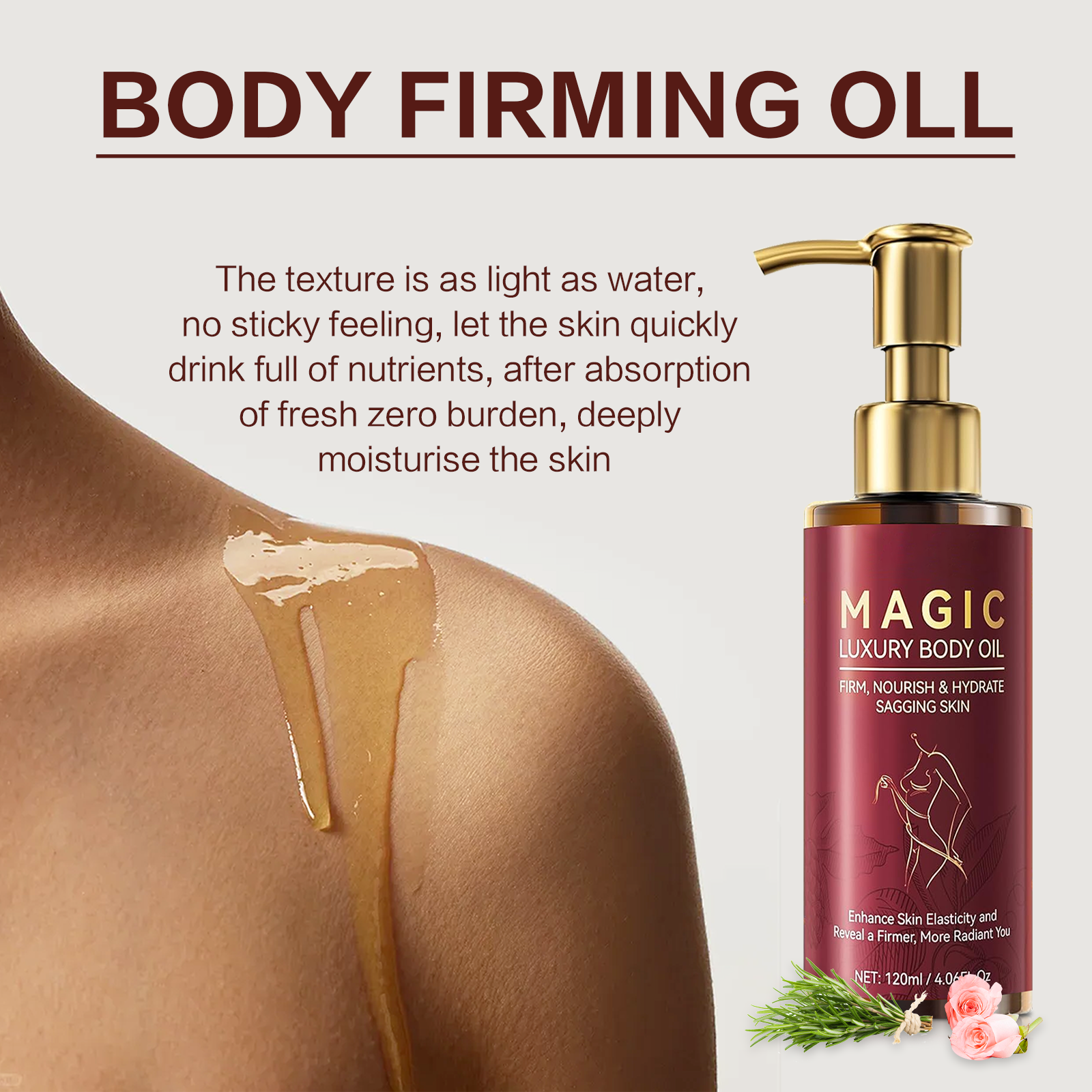 Luxury Natural Skincare - 120ML Body Firming Oil Deep Moisturizing